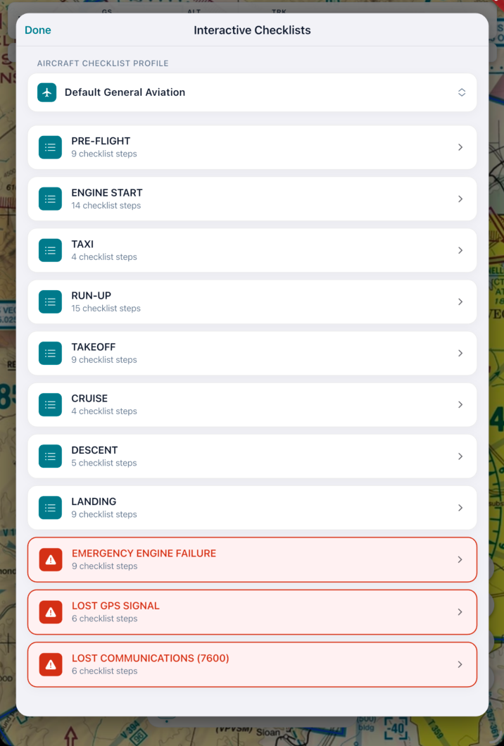 Interactive Aircraft Checklists